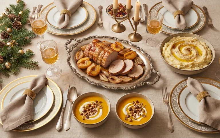 Menu à prix imbattable : rôti de porc, velouté de potimarron et Purée mousseline de pommes de terre par la Ferme de Julien